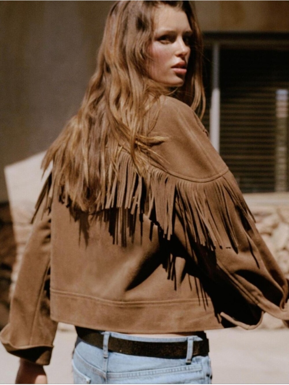Zara faux Suede Fringe Jacket